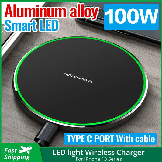 100W Wireless Charger Pad für iPhone 15 14 13 12  Pro Max 8 X Samsung Xiaomi Phone